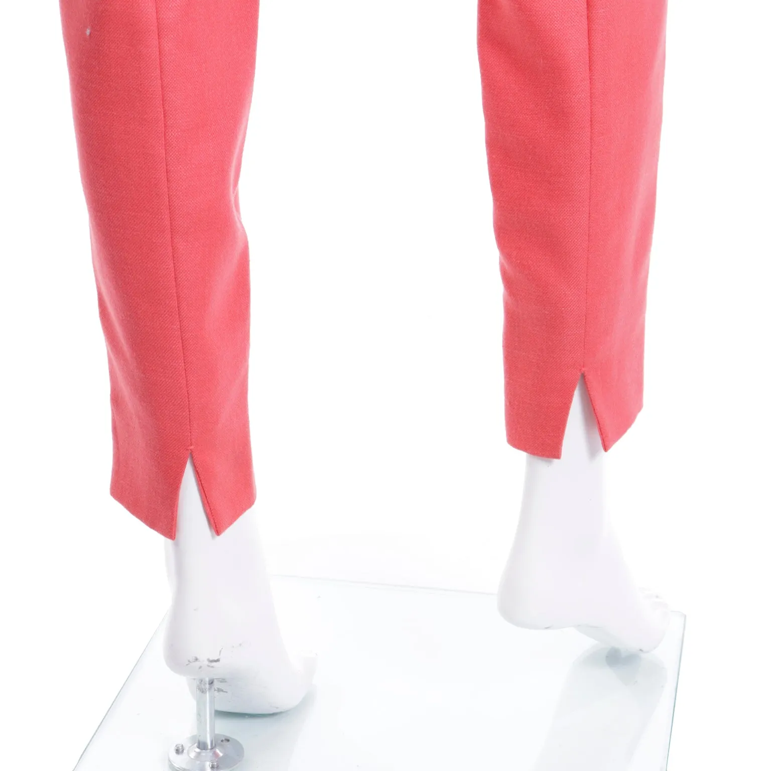 1990s Isaac Mizrahi Deep Coral 1950s Inspired High Waisted Trousers