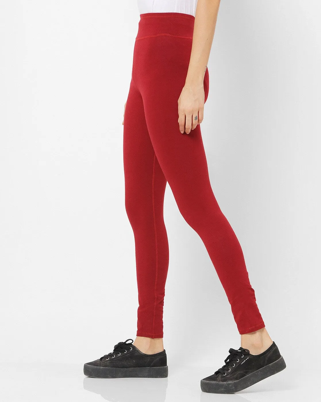 Adorna Active Leggings - Maroon