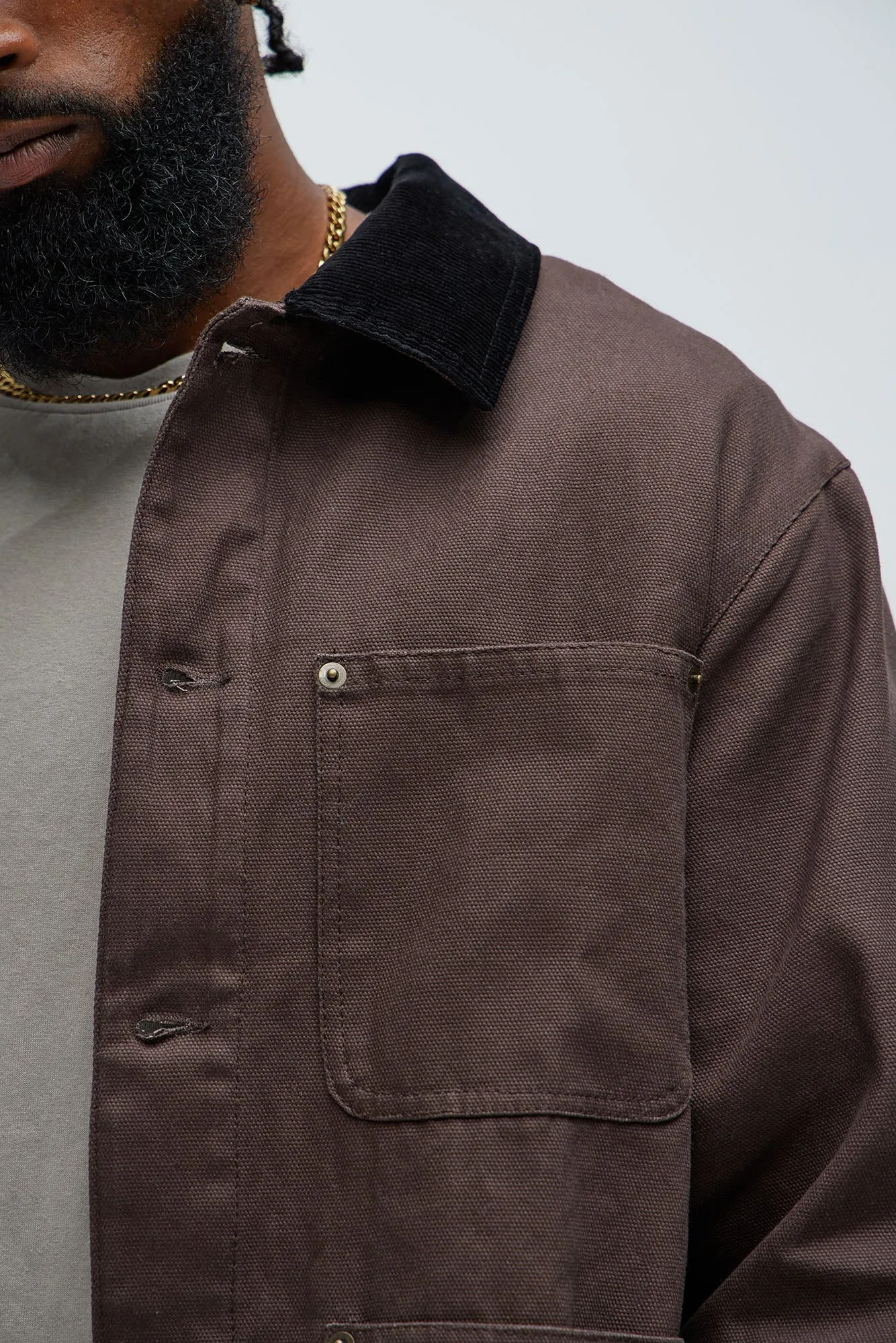 Alexander Utility Canvas Chore Jacket - Brown