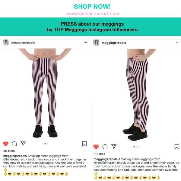 Blue Yellow Chevron Printed Meggings, Retro Style Meggings Compression Tights For Men - Made in USA/EU/MX