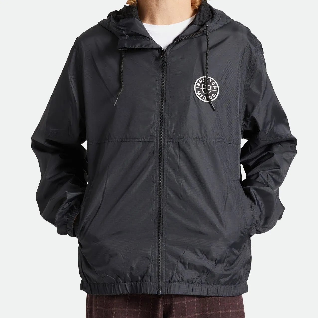 BRIXTON CLAXTON CREST LIGHT WEIGHT ZIP HOOD JACKET BLACK/BLACK