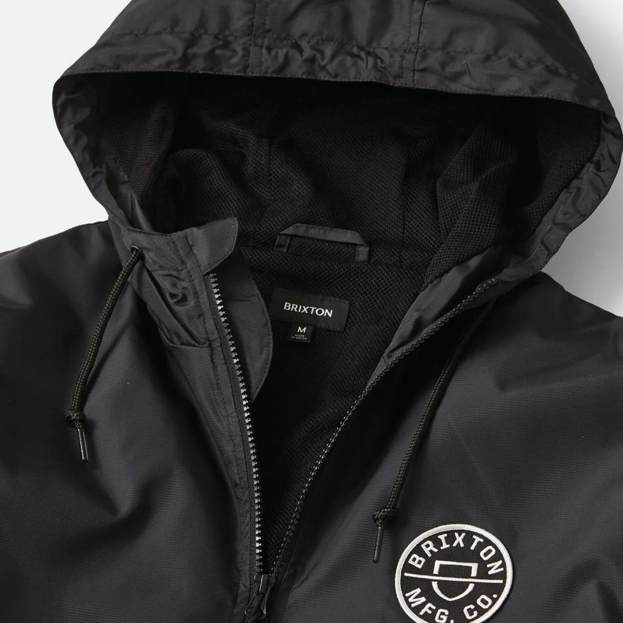 BRIXTON CLAXTON CREST LIGHT WEIGHT ZIP HOOD JACKET BLACK/BLACK