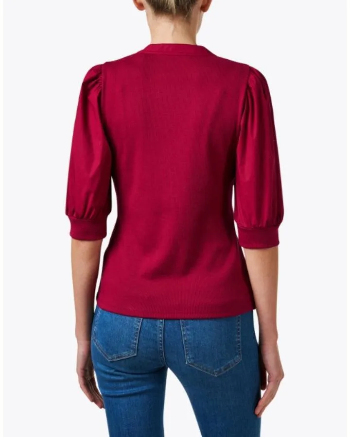 Coralee Puffed Sleeve Top Raspberry
