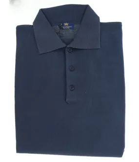 Cotton-Modal Blend Polo Big Mens Navy Blue Sweater by Real Cashmere