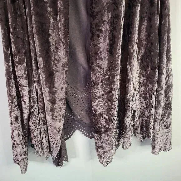 Crushed Velvet Laser Cut Open Jacket