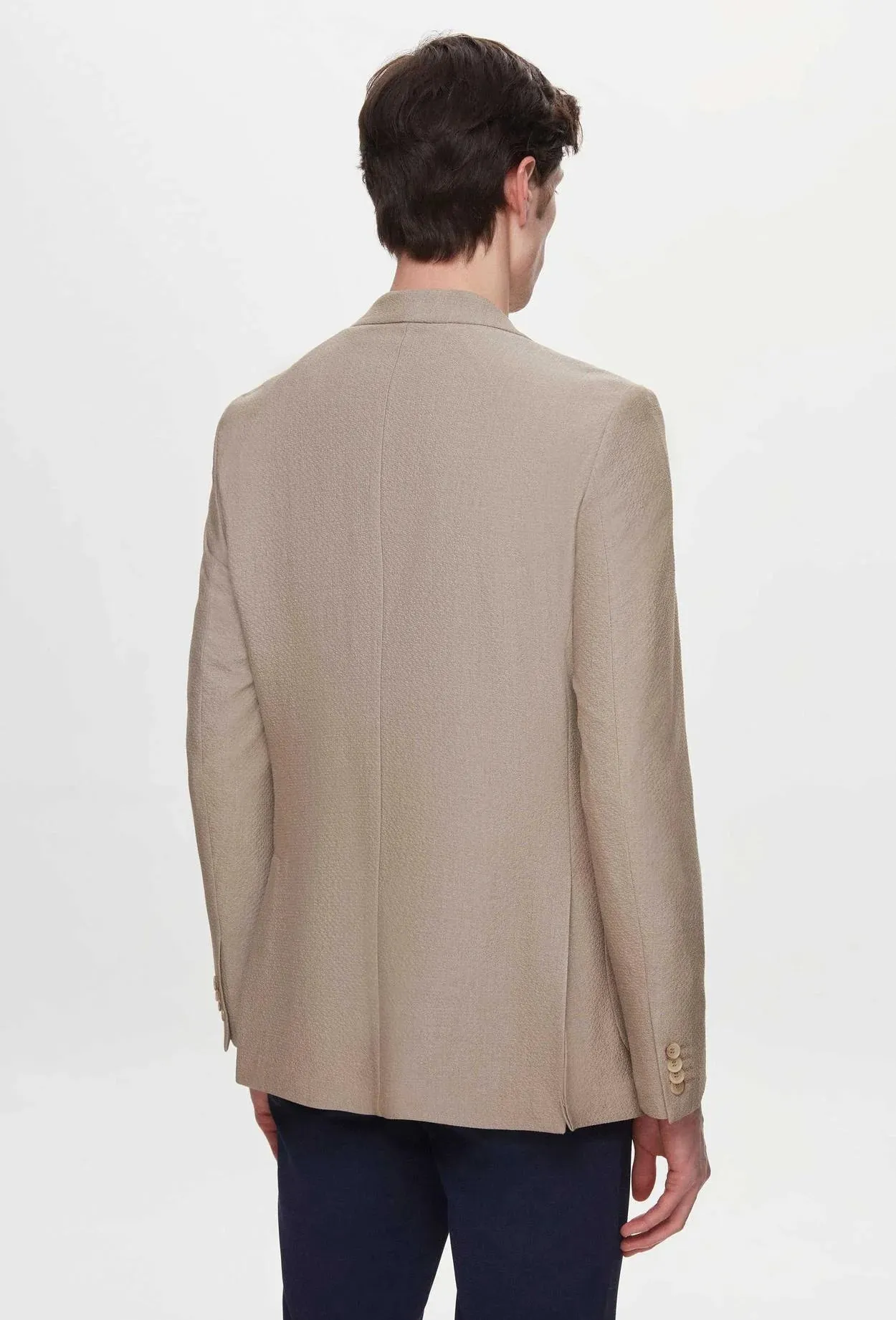 Ds Damat Slim Fit Beige Dobby Fabric Jacket