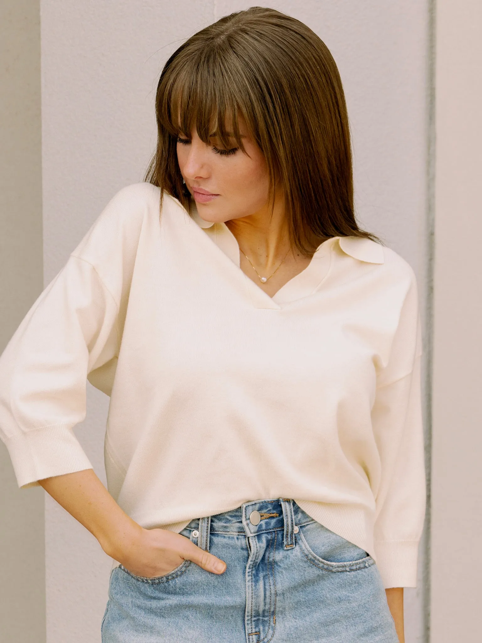 Frnch Plume Sweater in Creme