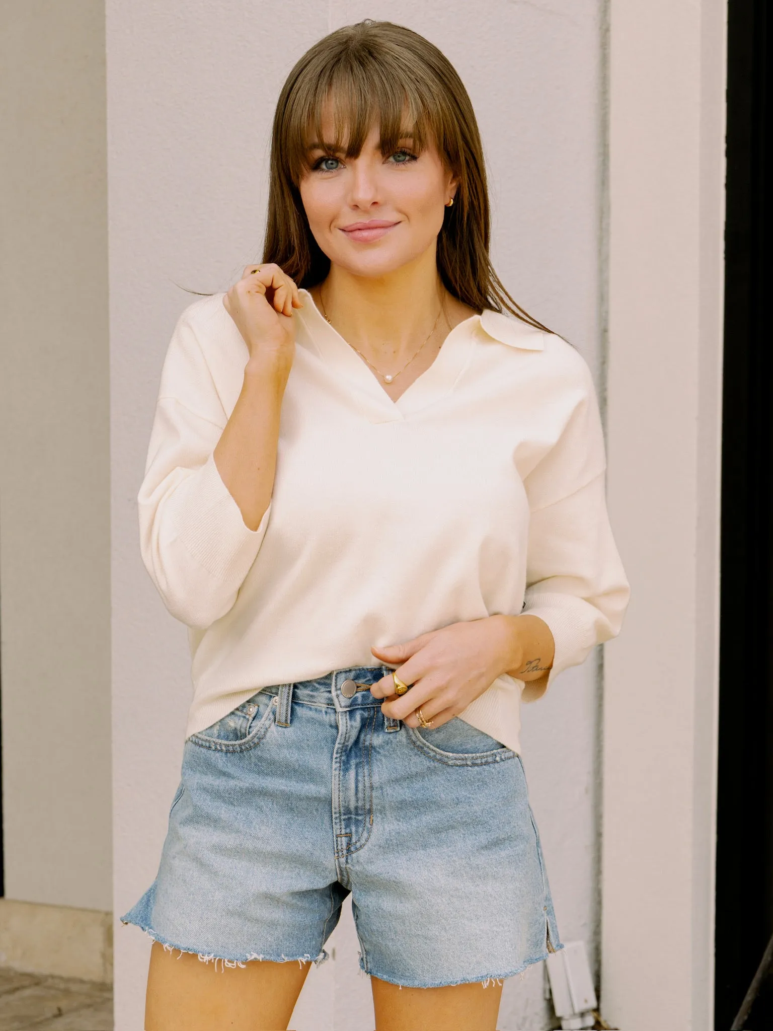 Frnch Plume Sweater in Creme