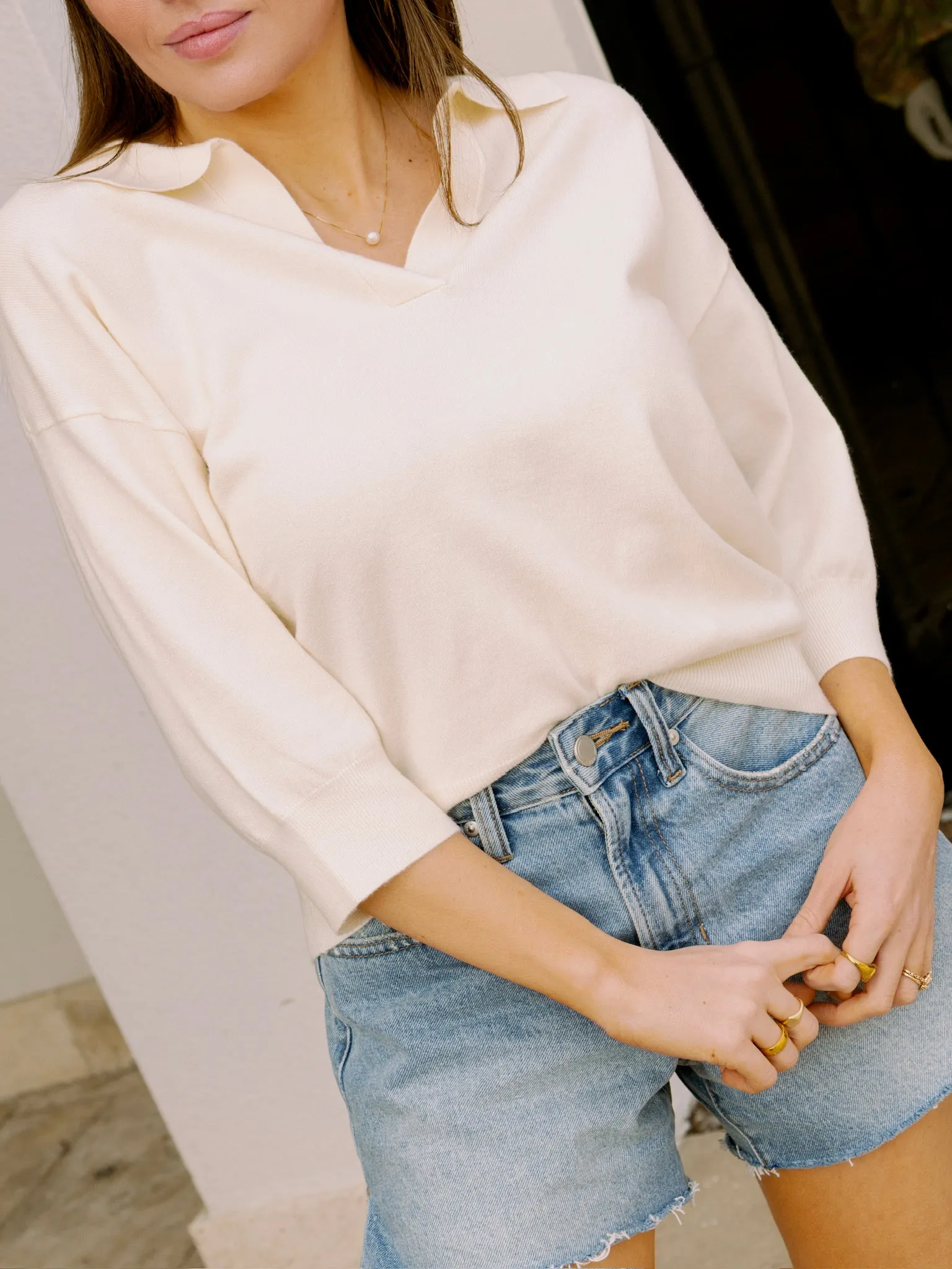 Frnch Plume Sweater in Creme