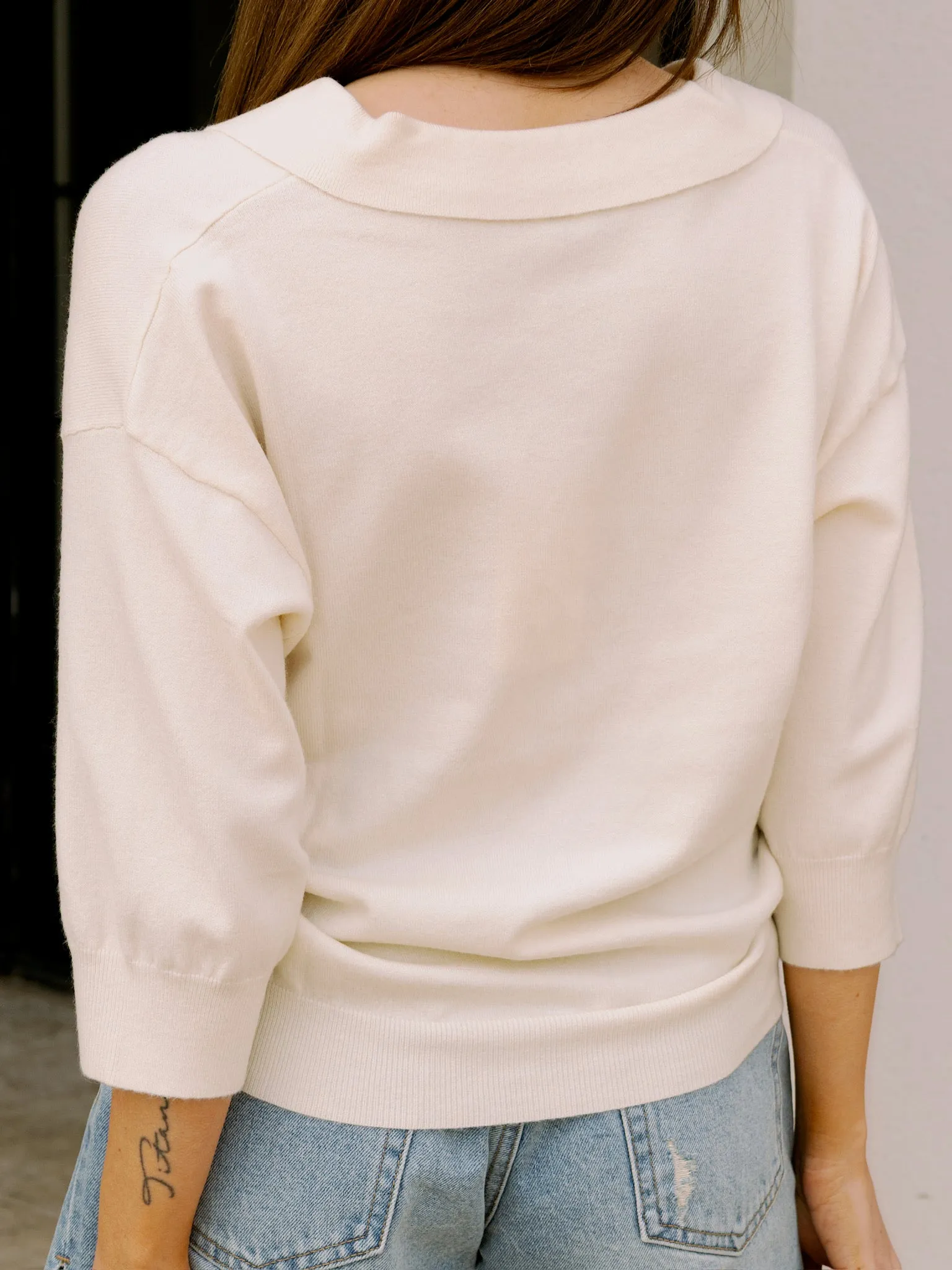Frnch Plume Sweater in Creme