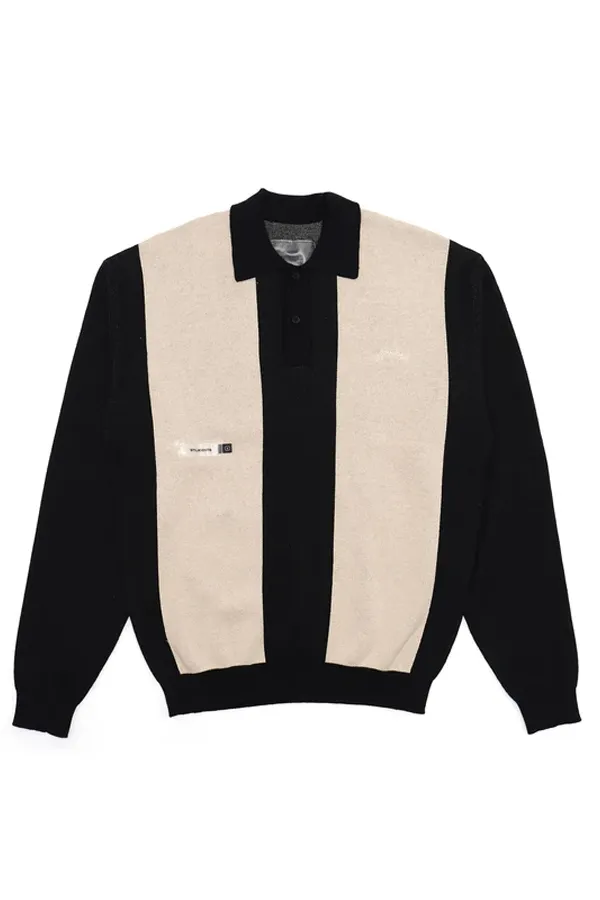 Harrison Longsleeve Polo Sweater | Black