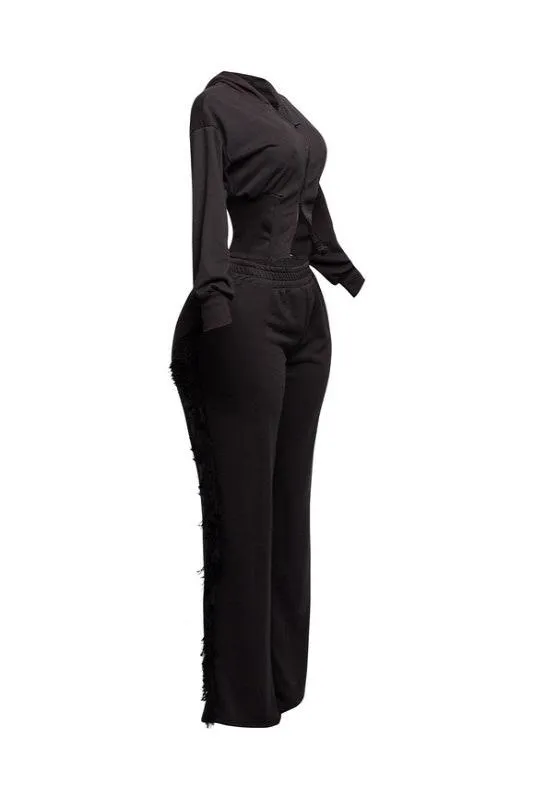 Hoodie Jacket & Side Tassel Pants Set