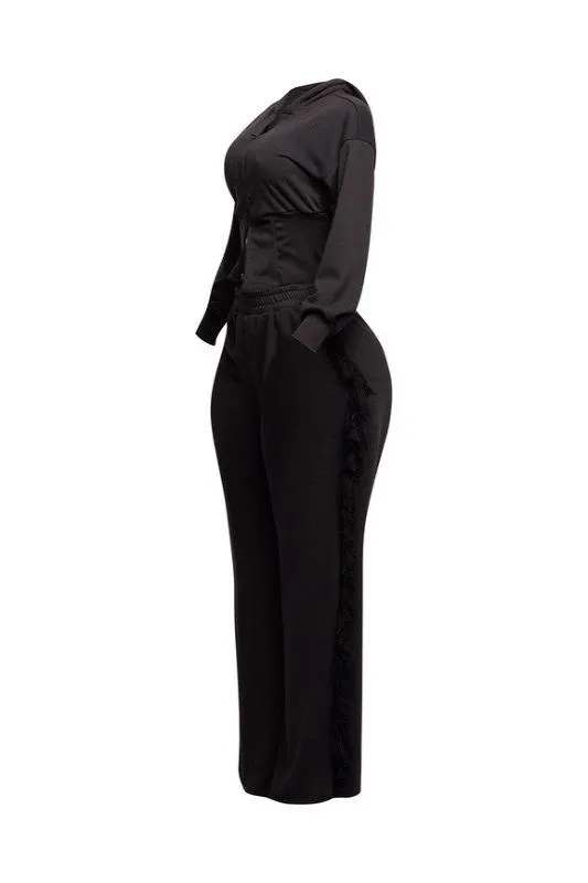 Hoodie Jacket & Side Tassel Pants Set
