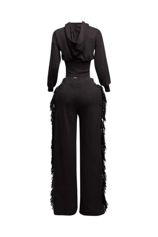 Hoodie Jacket & Side Tassel Pants Set