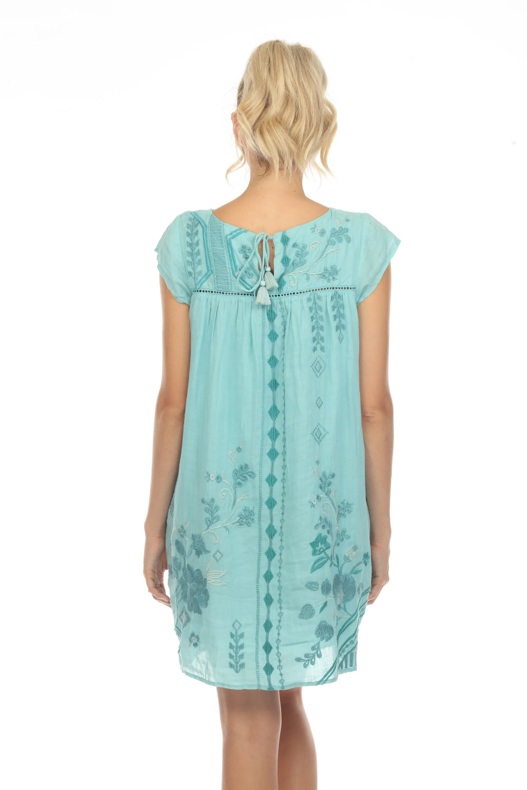 Johnny Was Workshop Willow Petal Sleeve Embroidered Tunic Dress Boho Chic W37323