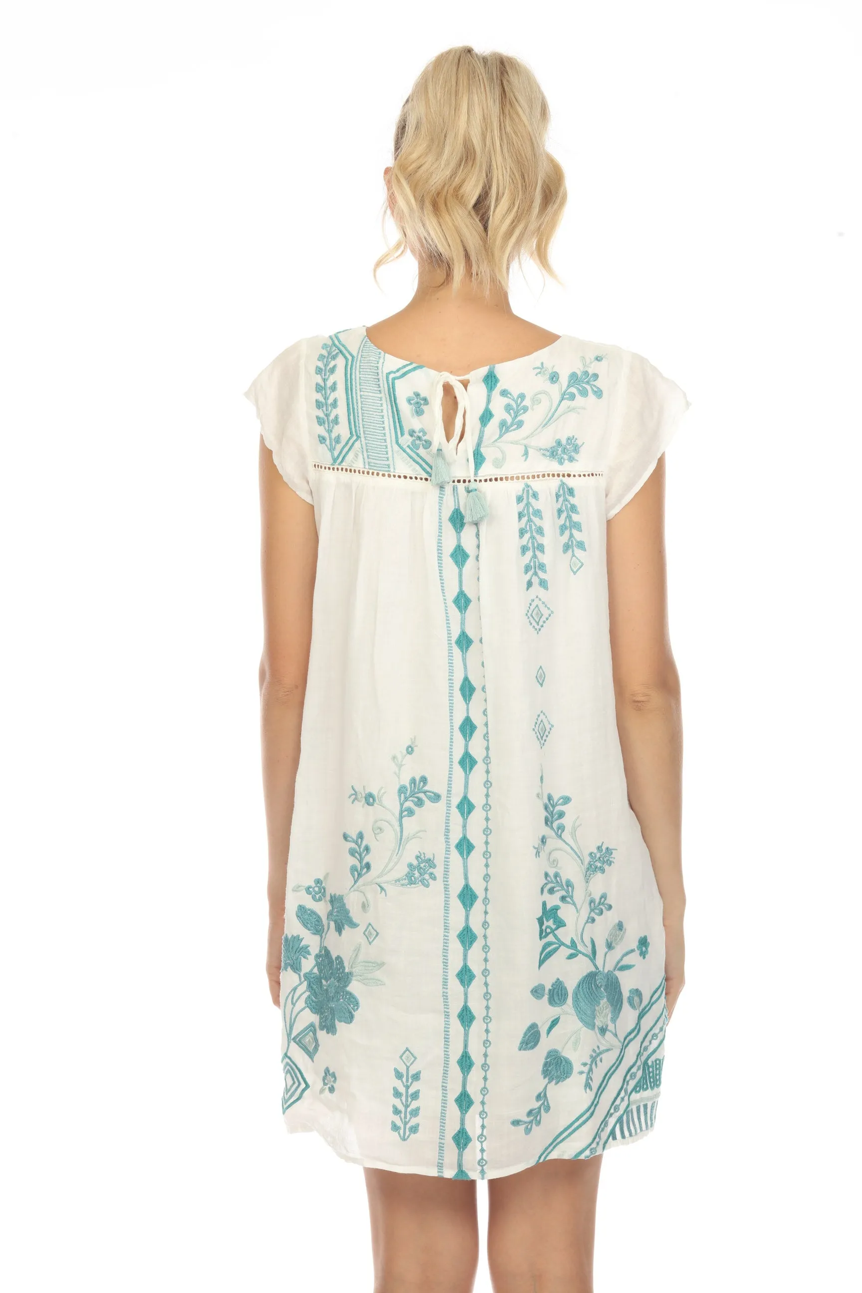 Johnny Was Workshop Willow Petal Sleeve Embroidered Tunic Dress Boho Chic W37323