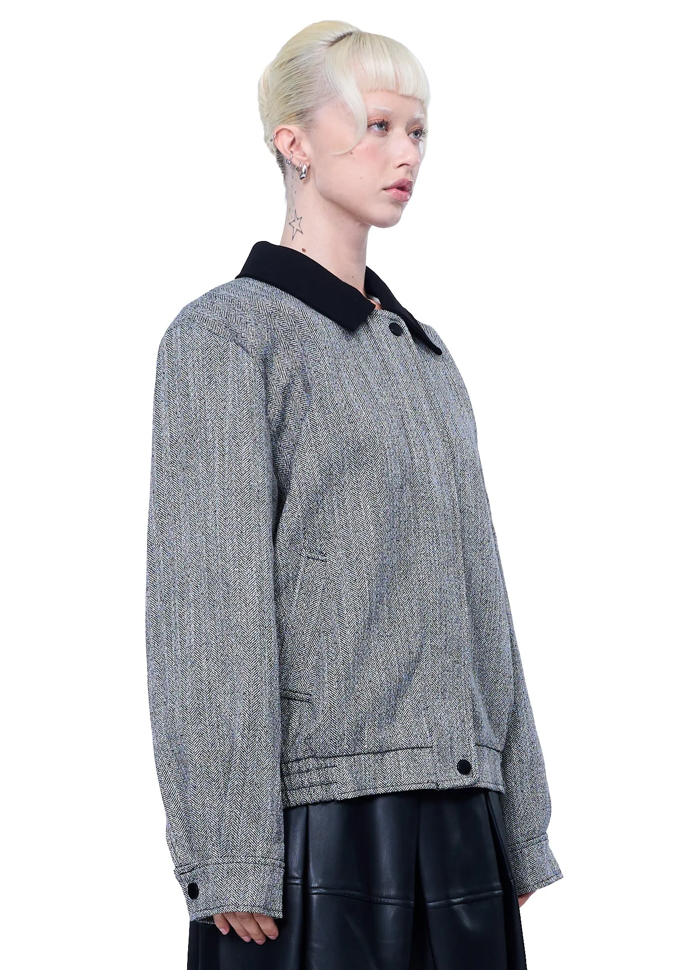 Klint Studio Herringbone Zip Bomber Jacket