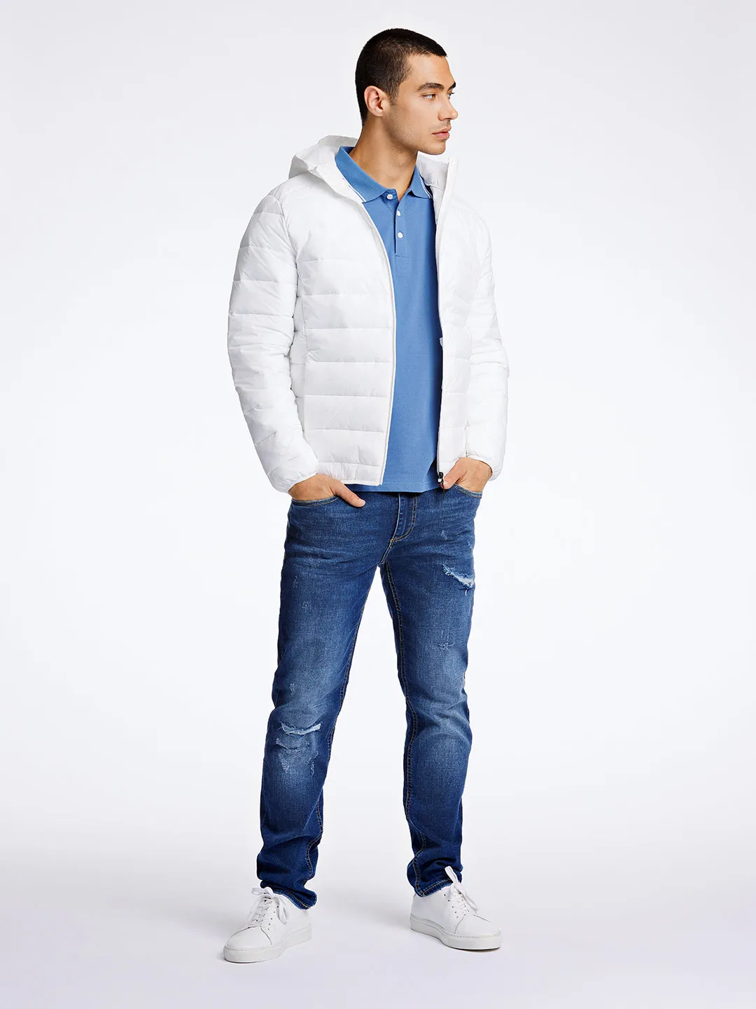 Lindbergh Men Off White Solid Jacket