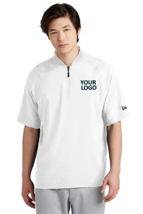 New Era Cage Short Sleeve Custom Quarter Zips, White