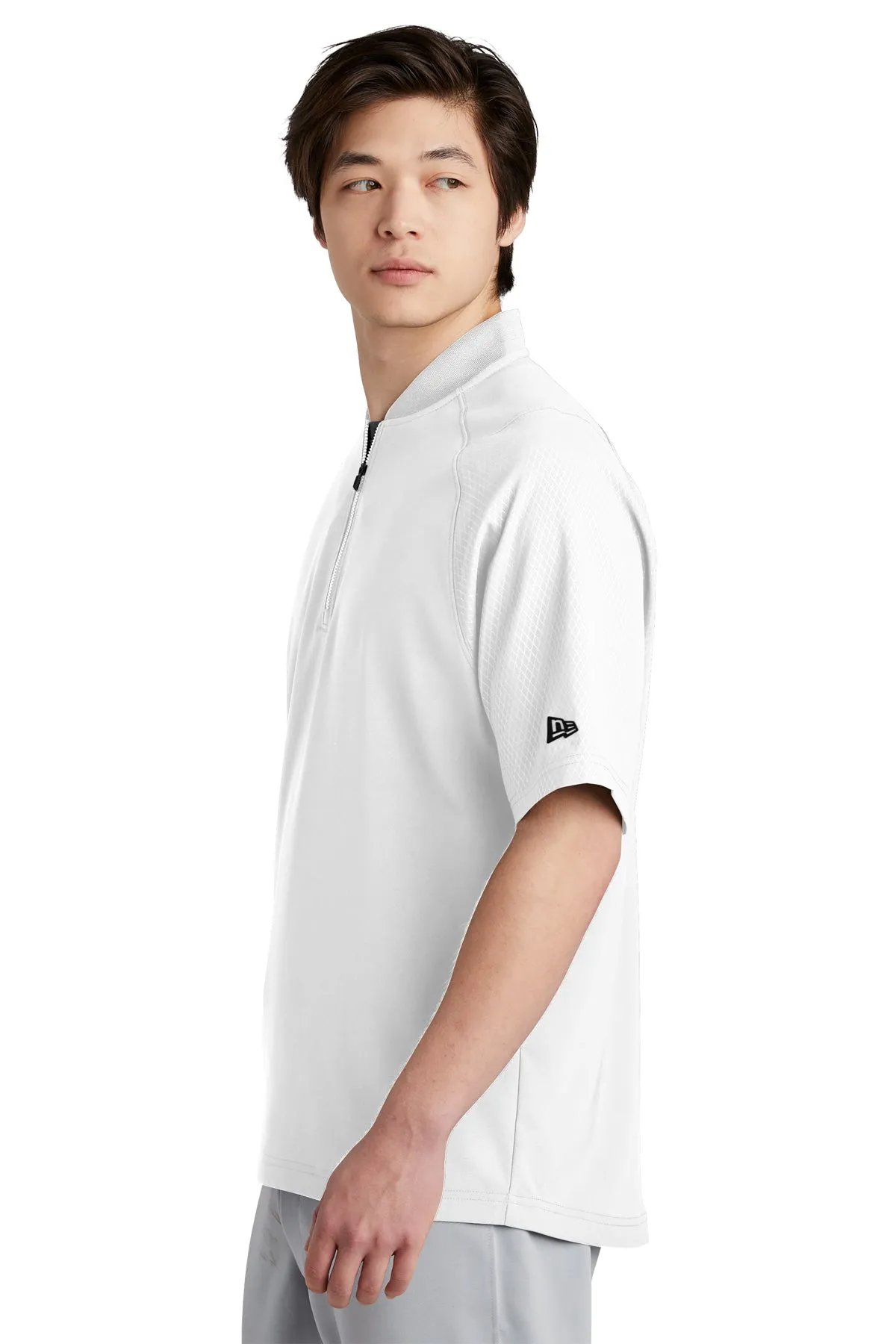 New Era Cage Short Sleeve Custom Quarter Zips, White