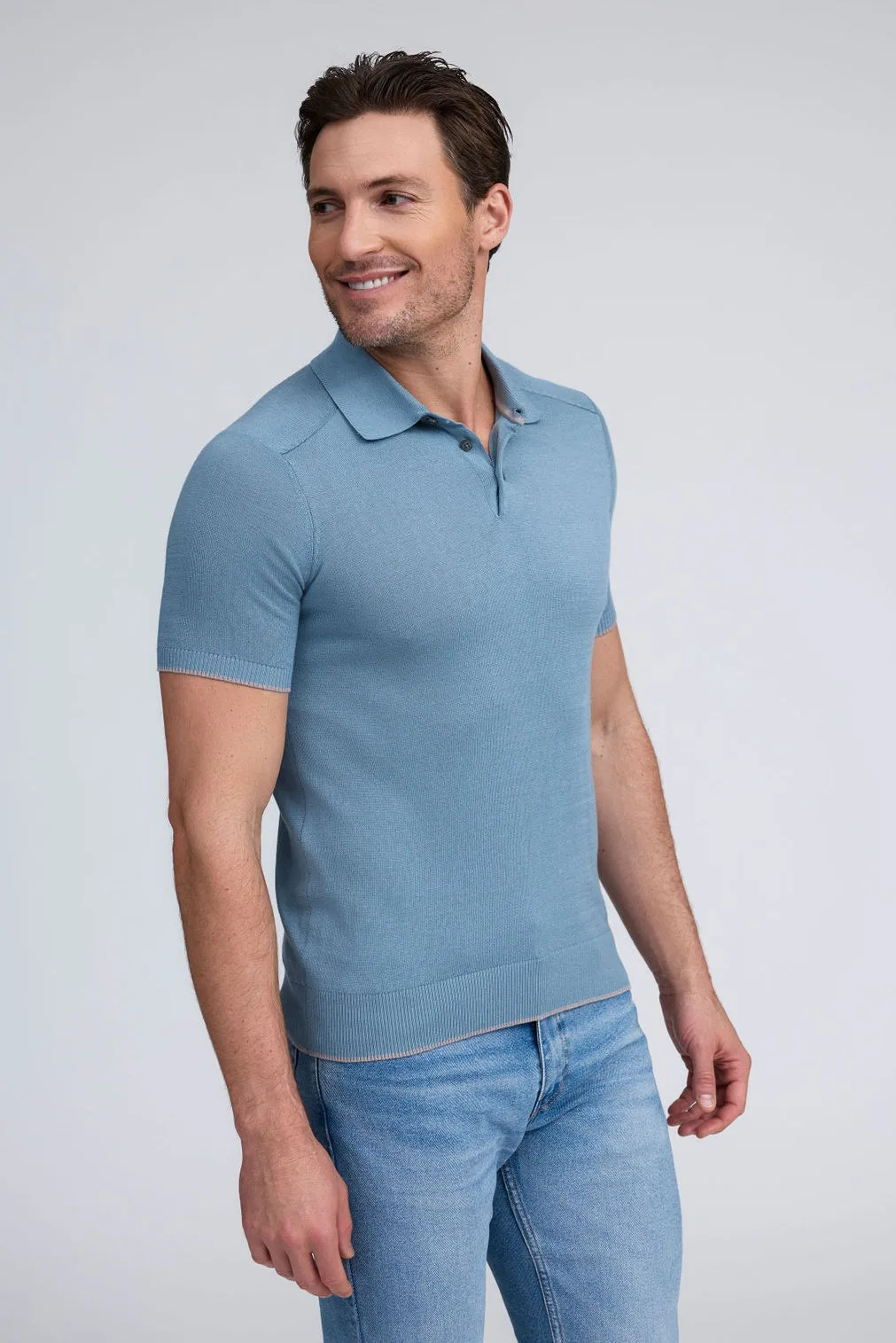 Raffi Florian Three Button Modal Cotton Polo
