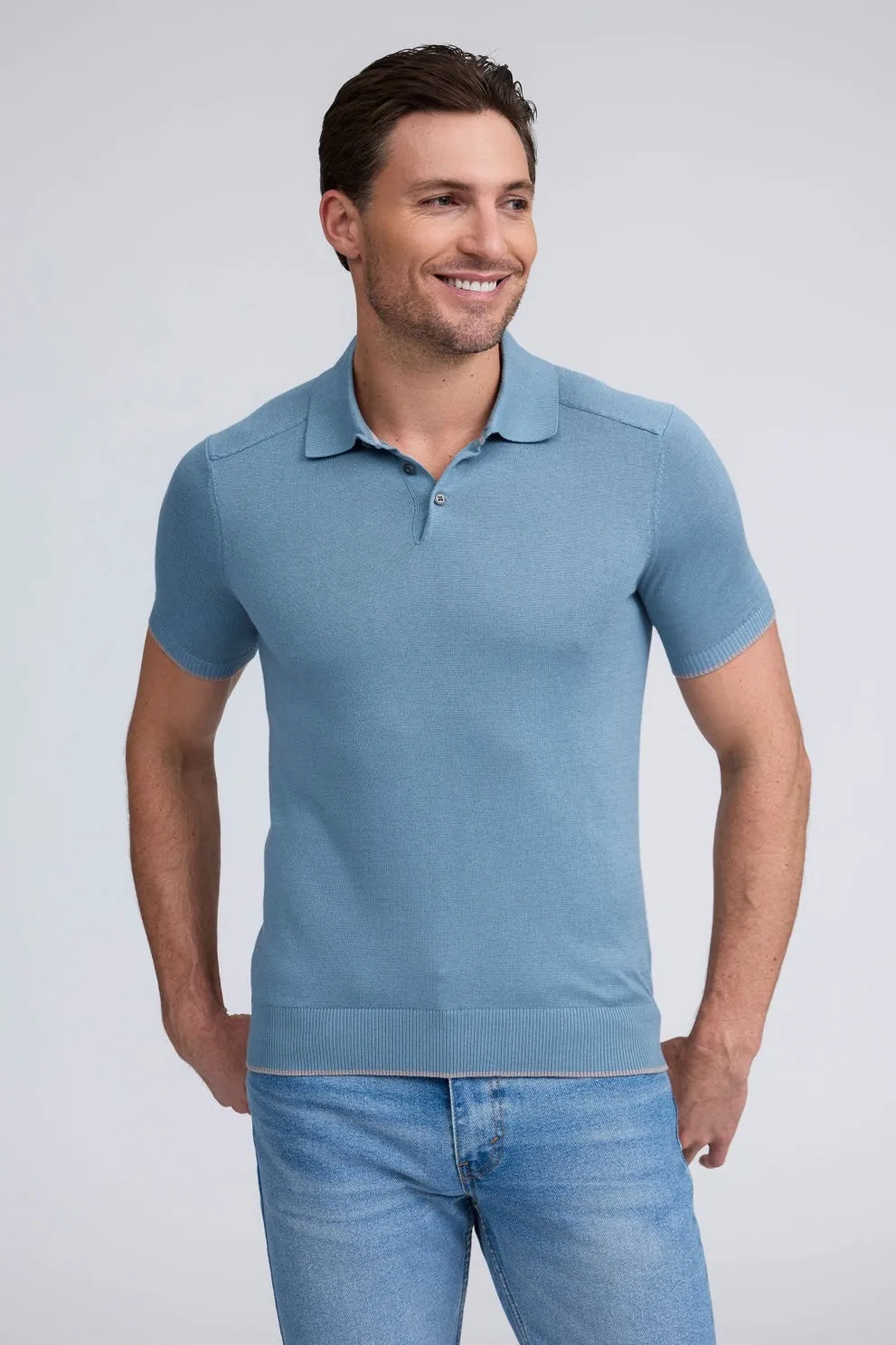 Raffi Florian Three Button Modal Cotton Polo