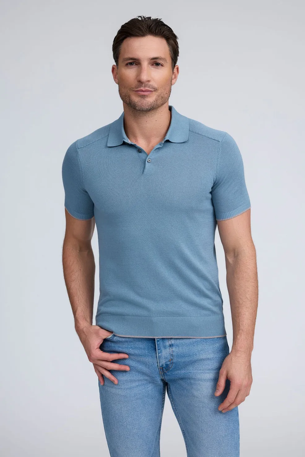 Raffi Florian Three Button Modal Cotton Polo