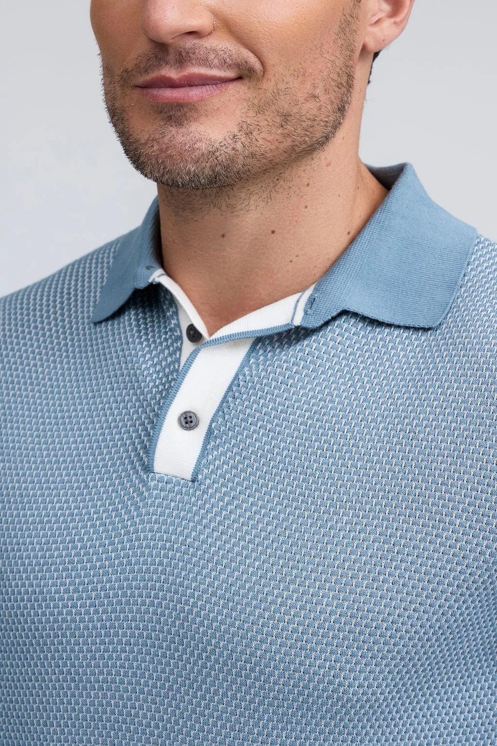 Raffi Liam Three Button Honeycomb Modal Cotton Polo