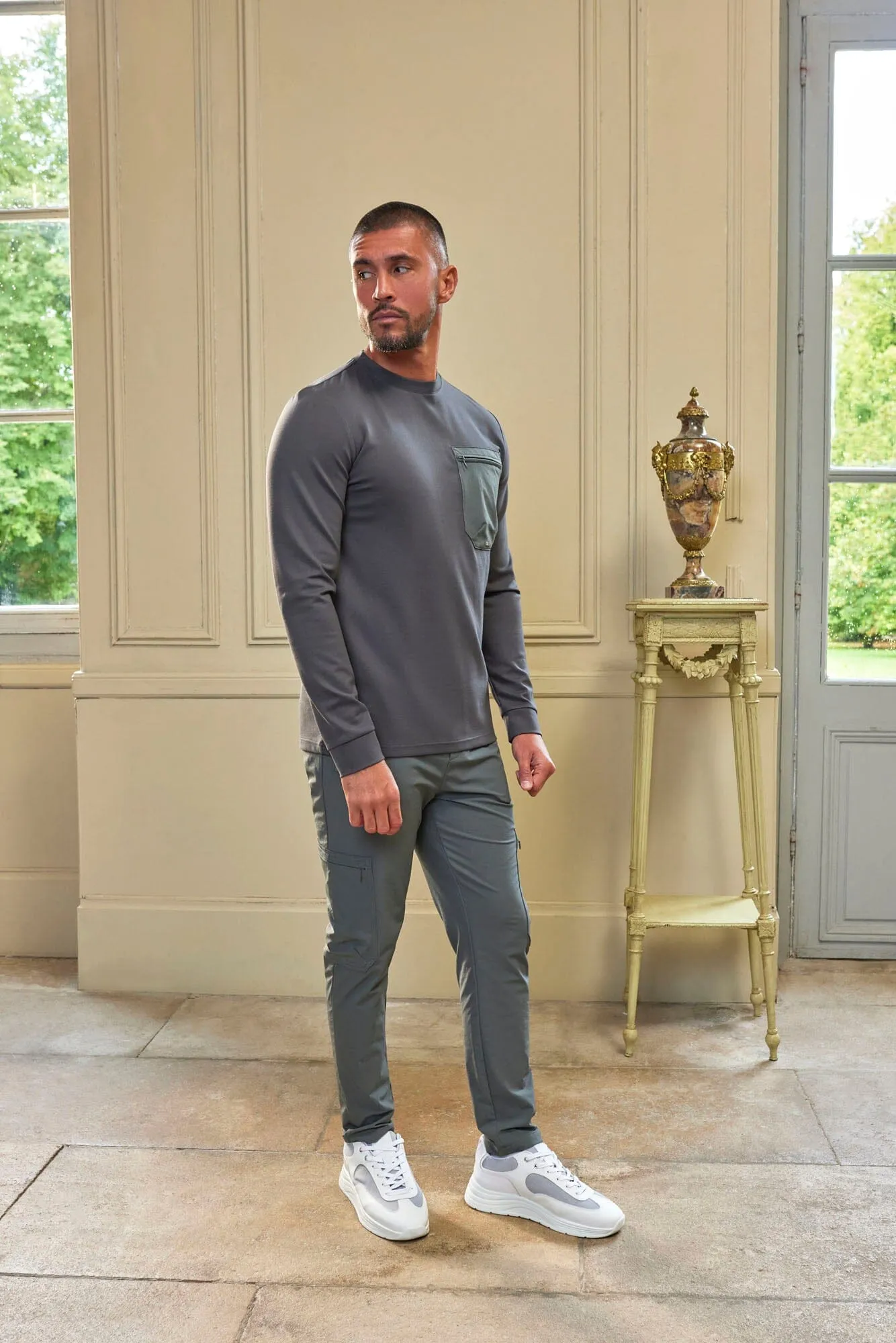 Slate/Slate L/S Tech Pocket T-Shirt