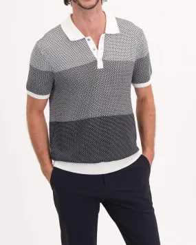 Textured Knit Snap Button Polo