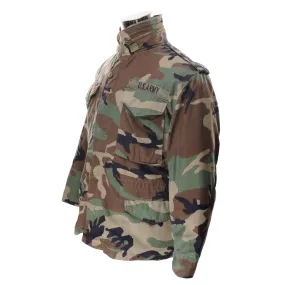 VINTAGE US ARMY M-1965 M65 WOODLAND CAMO FIELD JACKET 1985 SIZE SMALL SHORT