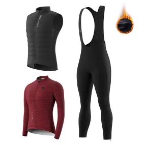 Women's WJ3207 LS Fleeced Jersey   BL3801 Fleeced Bib Tights   CV2301 Windproof Gilet Cycling Sets